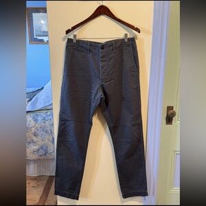 Buck Mason Officer Pants Navy Blue Tan Slub Twill Size 34